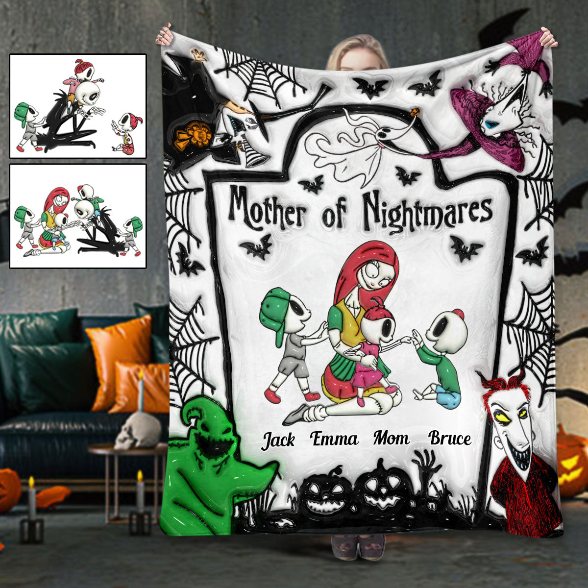 Personalized Nightmare Blanket with Family Design | Great Gift for Mom Blanket GradoCreations