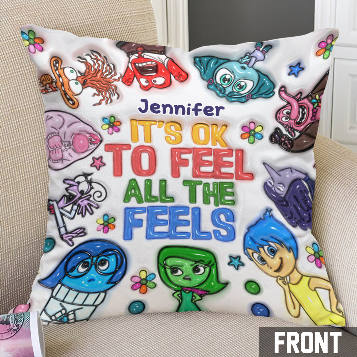Personalized Throw Pillow It's Ok To Feel All The Feels Gift Throw Pillow GradoCreations