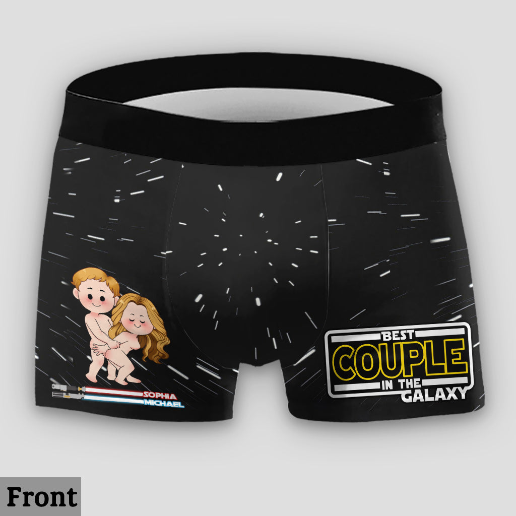 Personalized Best Couple in the Galaxy Briefs Set for Him & Her Lace Border Women Briefs And Men’s Boxer Briefs GradoCreations