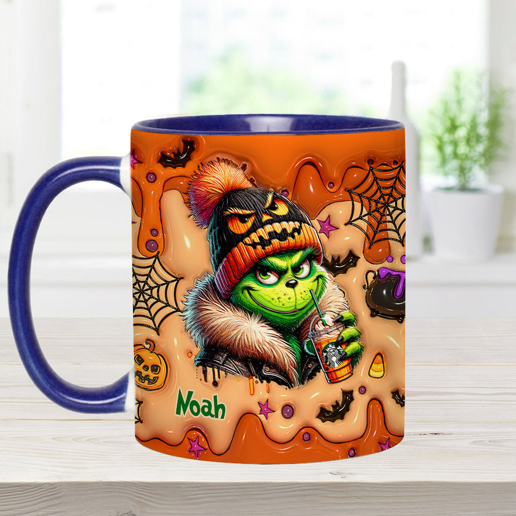 Personalized Halloween Grinch Accent Mug Custom Name Gift Accent Mug GradoCreations