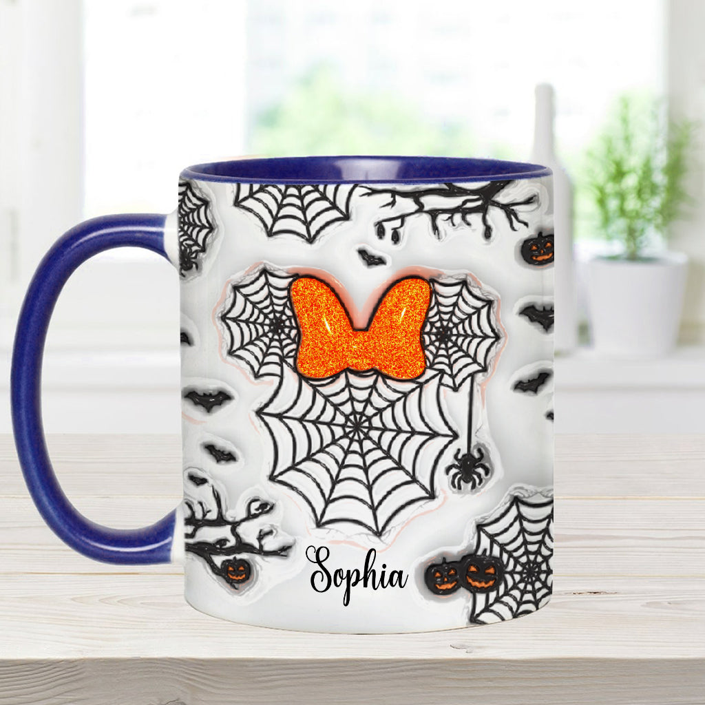 Personalized Halloween Accent Mug with Spider Webs & Name Accent Mug GradoCreations