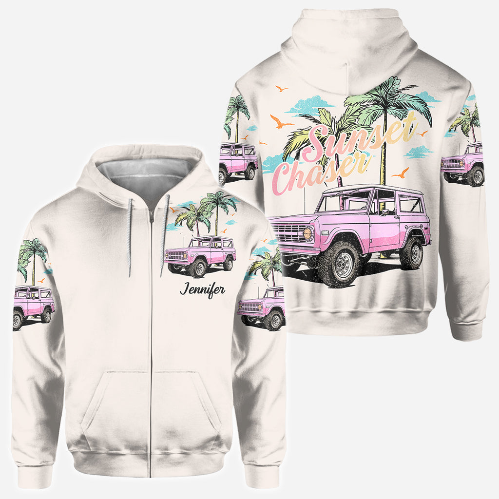 Personalized Sunset Chaser All Over Shirt with Custom Name for Beach Lovers All Over Shirt GradoCreations