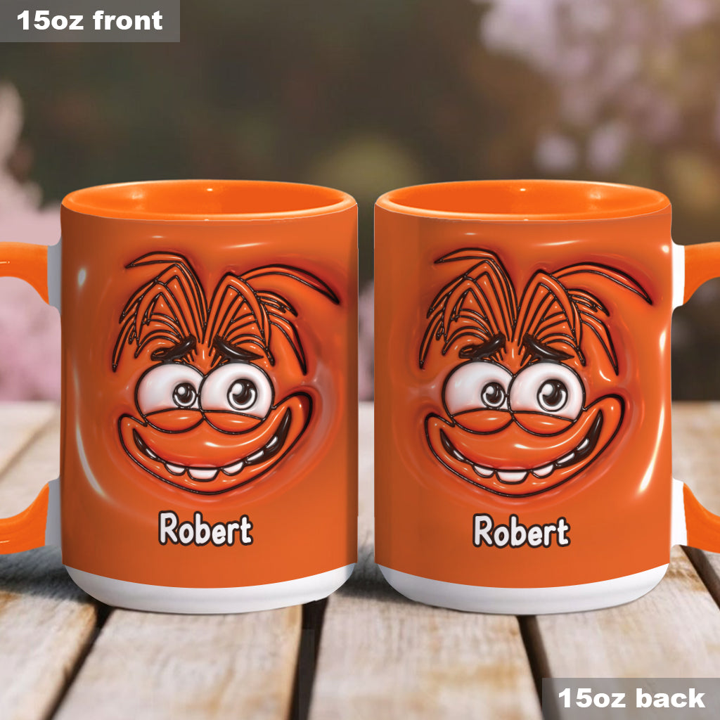 Personalized Two-Tone Accent Mug with Emotive Character - Custom Name Gift Accent Mug GradoCreations