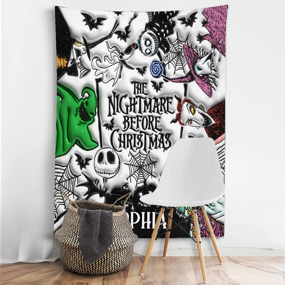 Personalized Nightmare Before Christmas Wall Tapestry Decor Gift Wall Tapestry GradoCreations