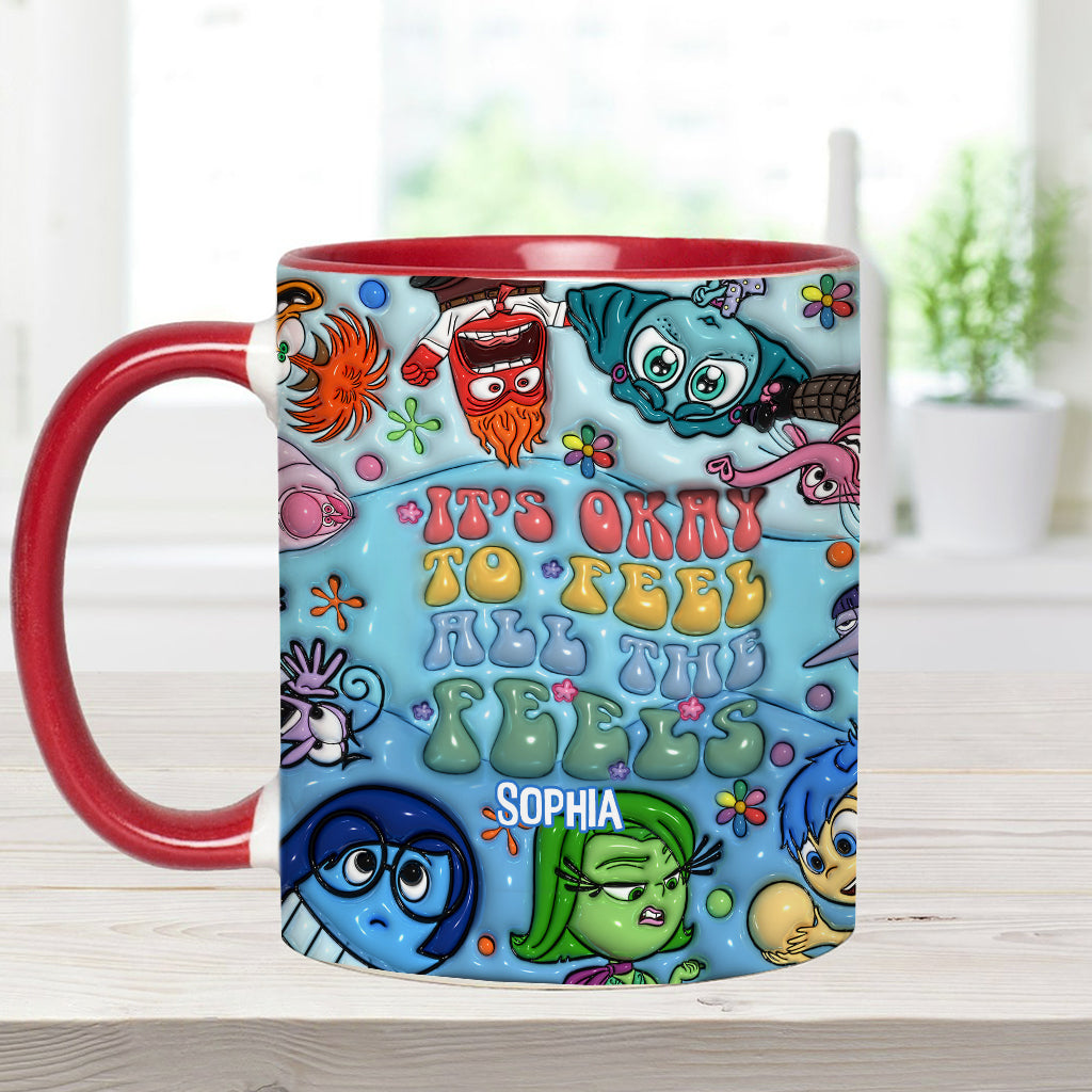Personalized Ceramic Accent Mug 'It's Okay To Feel All The Feels' Gift for Kids Accent Mug GradoCreations