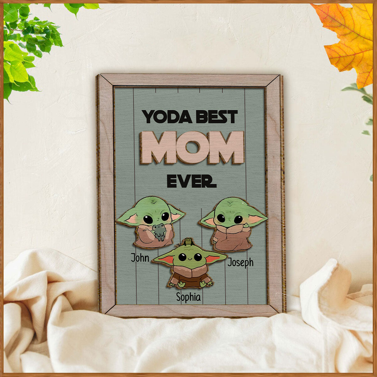 Personalized Yoda Best Mom Ever 2 Layered Wood Sign Gift 2 Layered Wood Sign GradoCreations