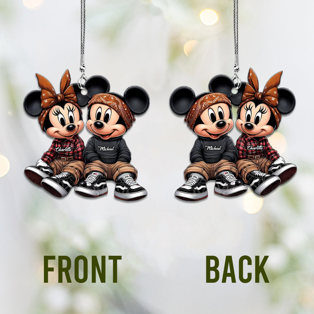 Personalized Couple Mouse Car Ornament Custom Names Gift Car Ornament GradoCreations