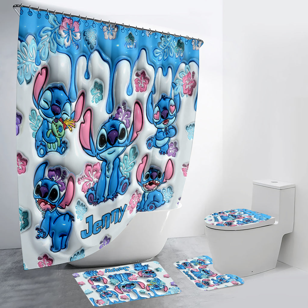 Personalized Ohana Bathroom Curtain & Mats Set for Kids Bathroom Curtain & Mats Set GradoCreations