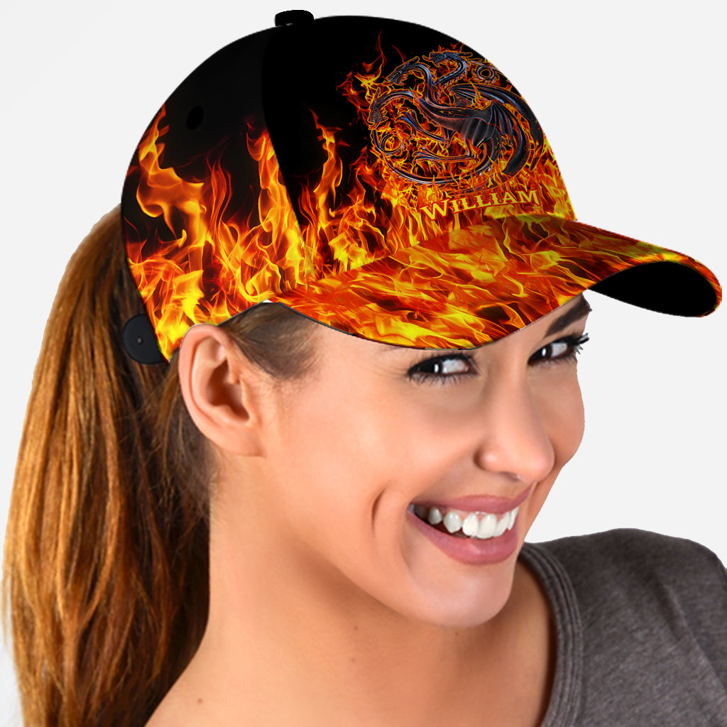 Personalized Fire and Blood Classic Cap Custom Name Gift Classic Cap GradoCreations