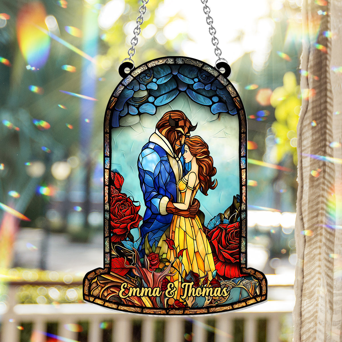 Personalized Couple Suncatcher Ornament Gift for Home Decor Window Hanging Suncatcher Ornament GradoCreations