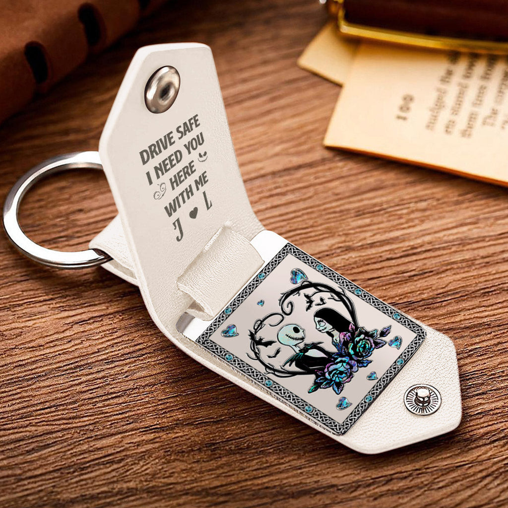 Personalized Leather Photo Keychain Gift for Couples | Drive Safe Reminder Leather Photo Keychain GradoCreations