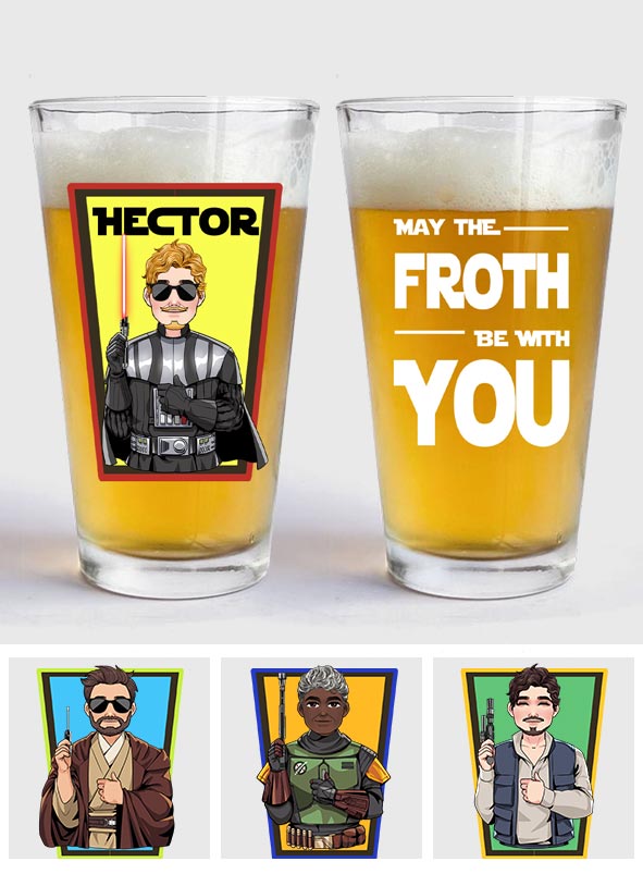 Personalized Beer Glass May The Froth Be With You Custom Gift for Dad Beer Glass GradoCreations