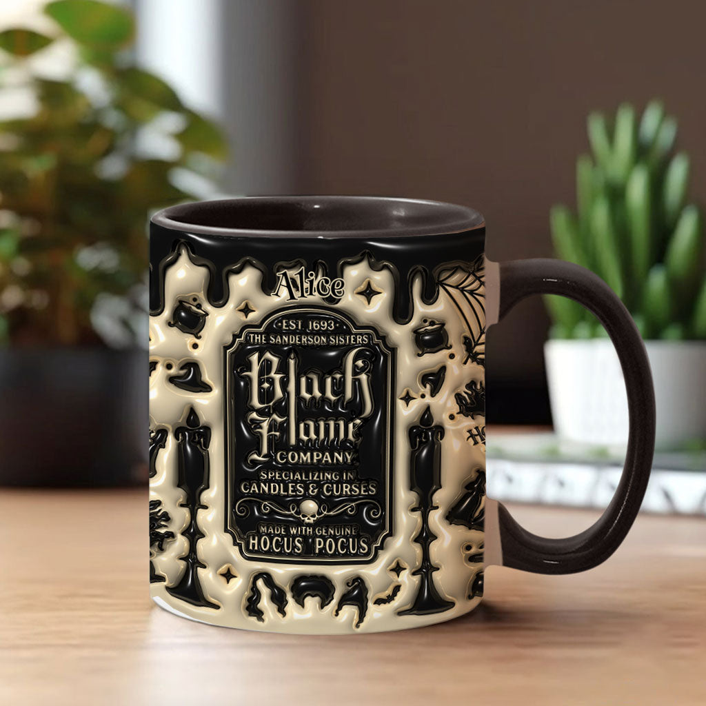 Personalized Black Flame Company Accent Mug Custom Name Halloween Gift Accent Mug GradoCreations