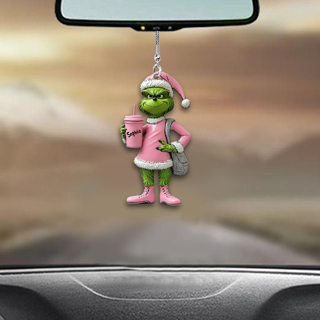 Personalized Grinch Car Ornament Custom Name Christmas Gift Car Ornament GradoCreations