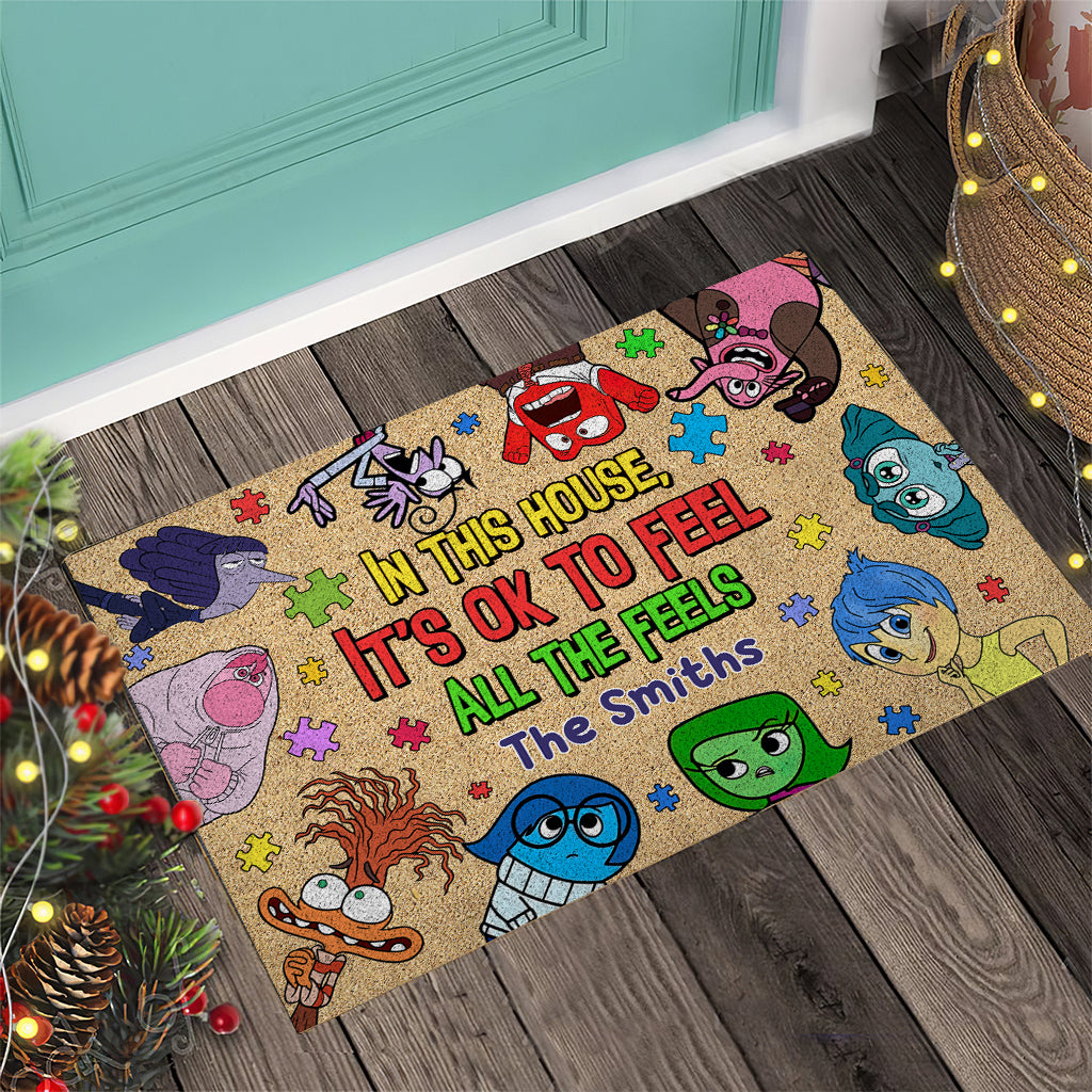 Personalized Autism Awareness Doormat with Family Name - Custom Housewarming Gift Doormat GradoCreations