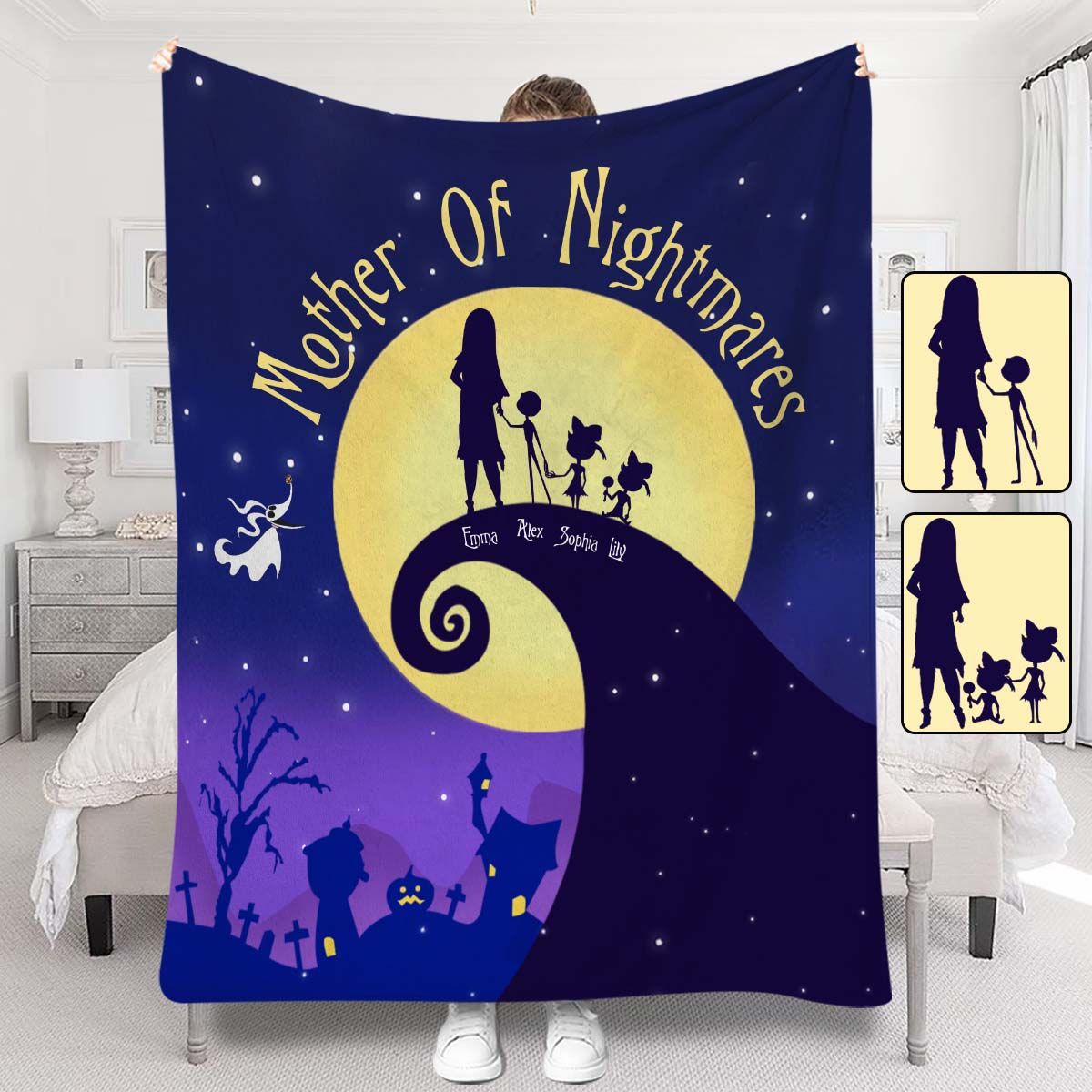 Personalized Nightmare Blanket Custom Name Gift for Mom Blanket GradoCreations