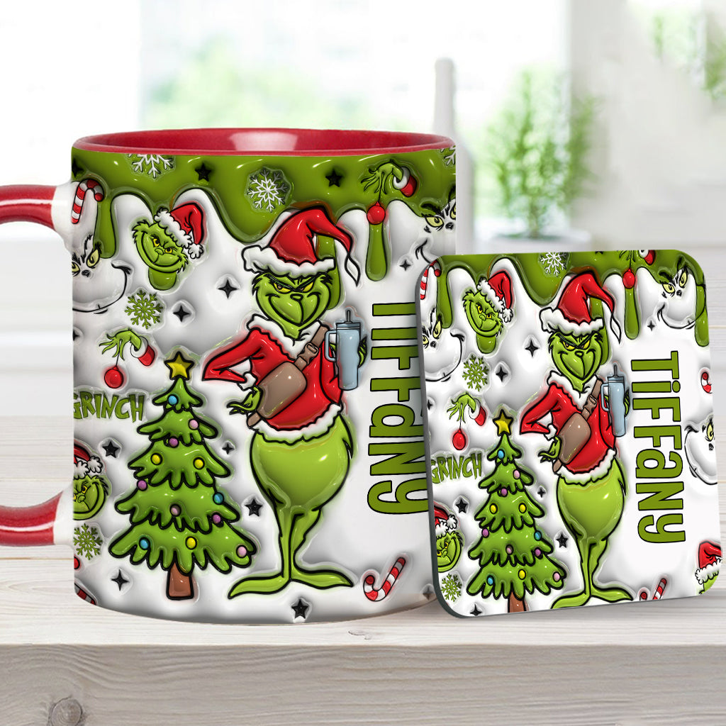 Personalized Grinch Accent Mug Custom Name Gift for Christmas Accent Mug GradoCreations