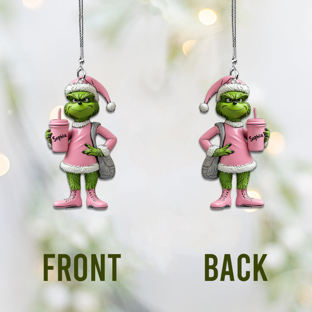Personalized Grinch Car Ornament Custom Name Christmas Gift Car Ornament GradoCreations