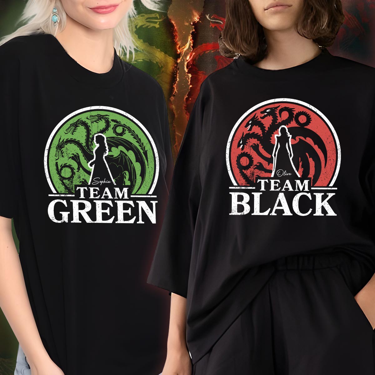 Personalized Team Black vs Green Hoodie & T-shirt Gift T-shirt & Hoodie GradoCreations