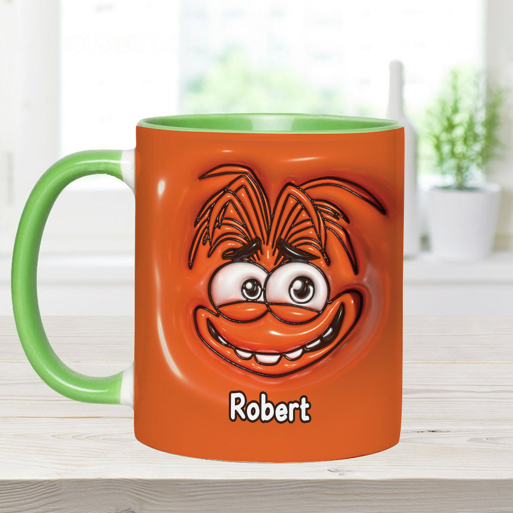 Personalized Two-Tone Accent Mug with Emotive Character - Custom Name Gift Accent Mug GradoCreations