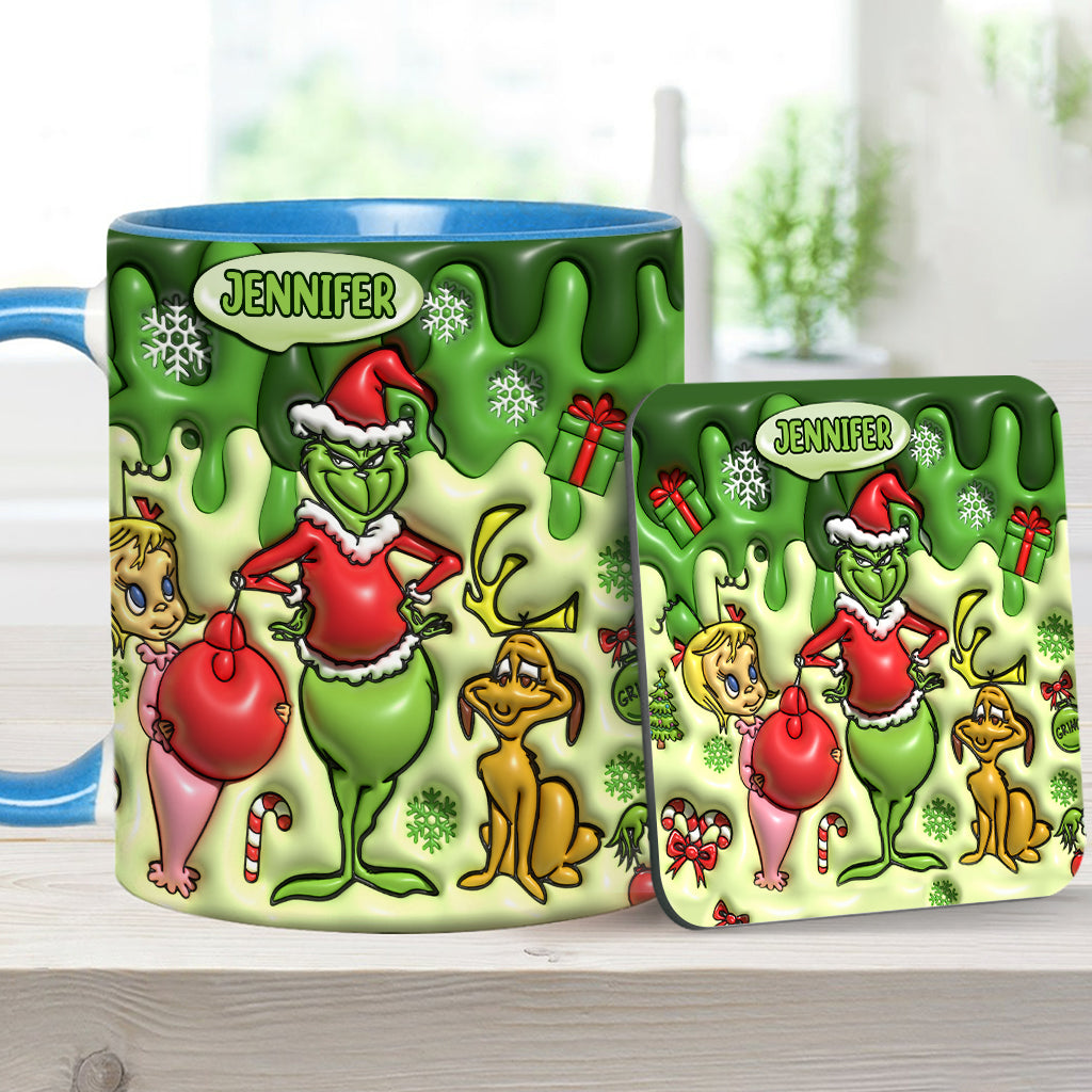 Personalized Grinch Accent Mug & Coaster Custom Name Gift Accent Mug GradoCreations