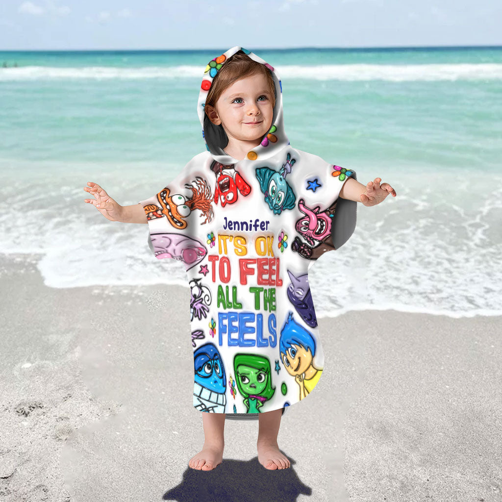 Personalized Kid Hooded Towel Poncho Custom Name Gift Kid Hooded Towel Poncho GradoCreations