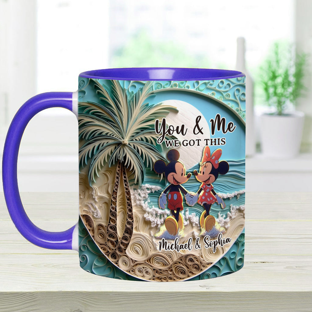 Personalized Couple Beach Scene Accent Mug Custom Names Gift Accent Mug GradoCreations