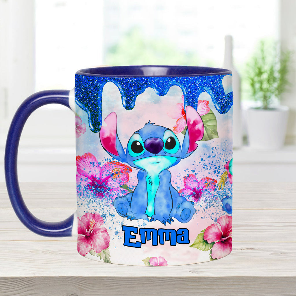 Personalized Ohana Accent Mug Colorful Floral Design Gift Accent Mug GradoCreations
