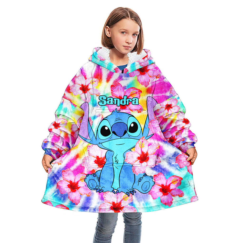 Personalized Tie Dye Blanket Hoodie with Name - Gift for Her Blanket Hoodie GradoCreations