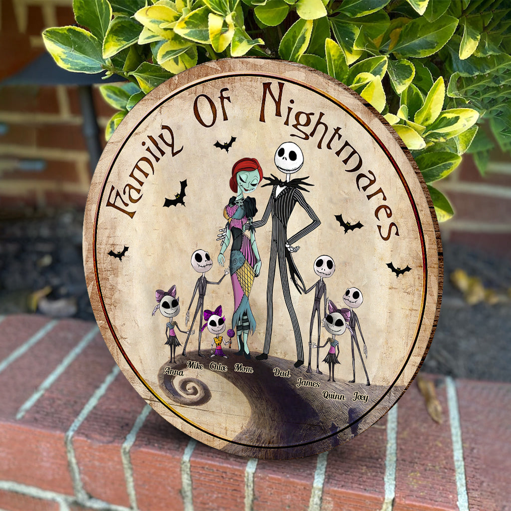 Personalized Round Wood Sign Family Of Nightmares Decor Gift Round Wood Sign GradoCreations