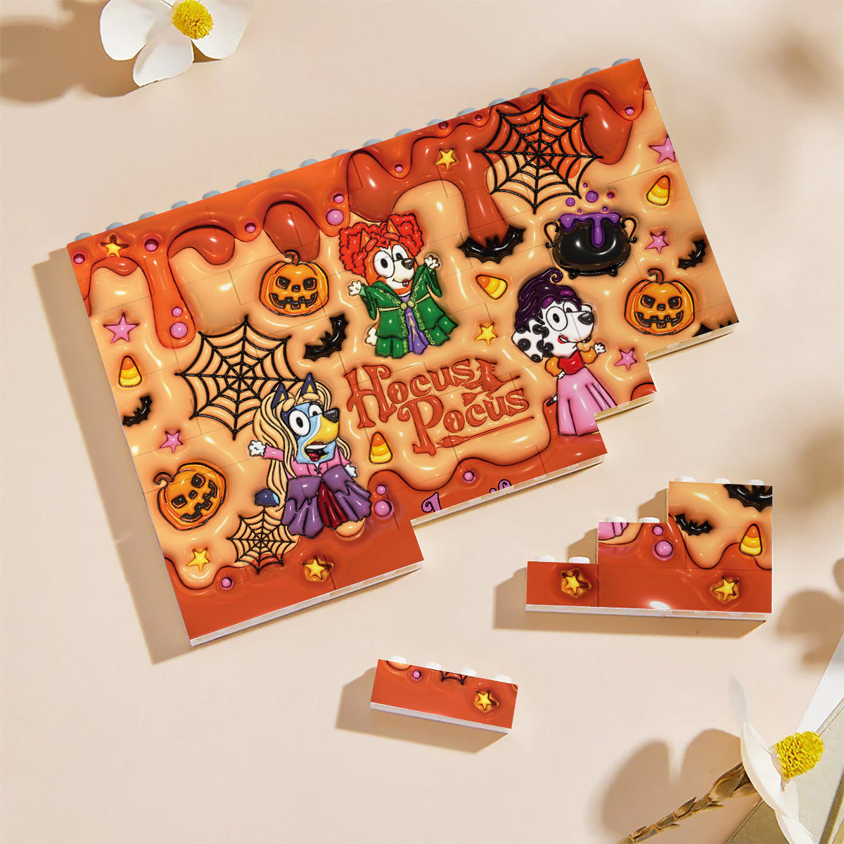 Personalized Halloween Building Brick Block Custom Design Gift One-sided Rectangle Building Brick Blocks GradoCreations