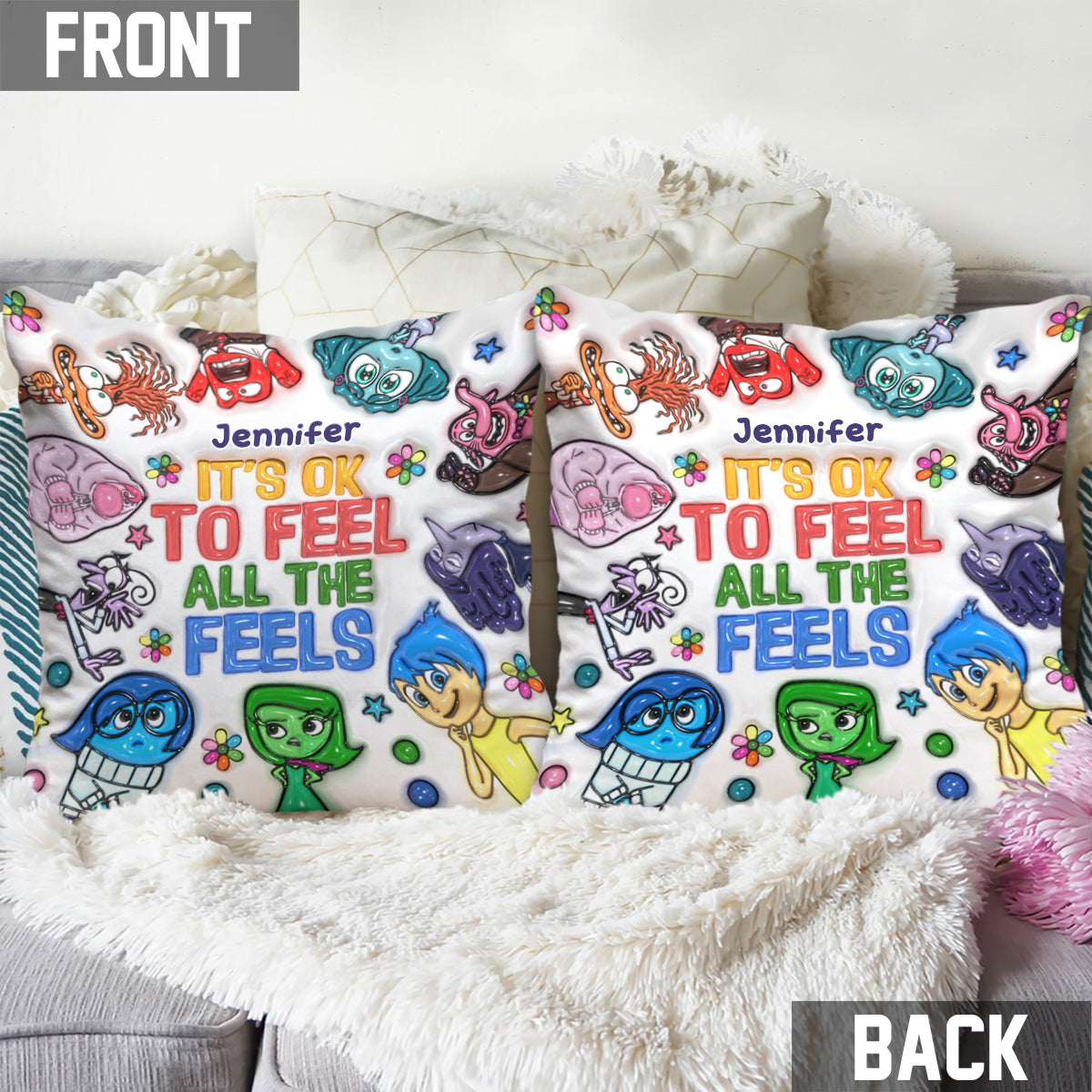 Personalized Throw Pillow It's Ok To Feel All The Feels Gift Throw Pillow GradoCreations