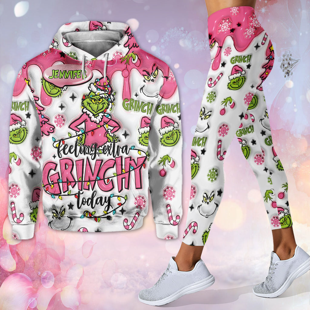 Personalized Grinchy Hoodie and Leggings Set for Christmas Gift Hoodie & Leggings GradoCreations