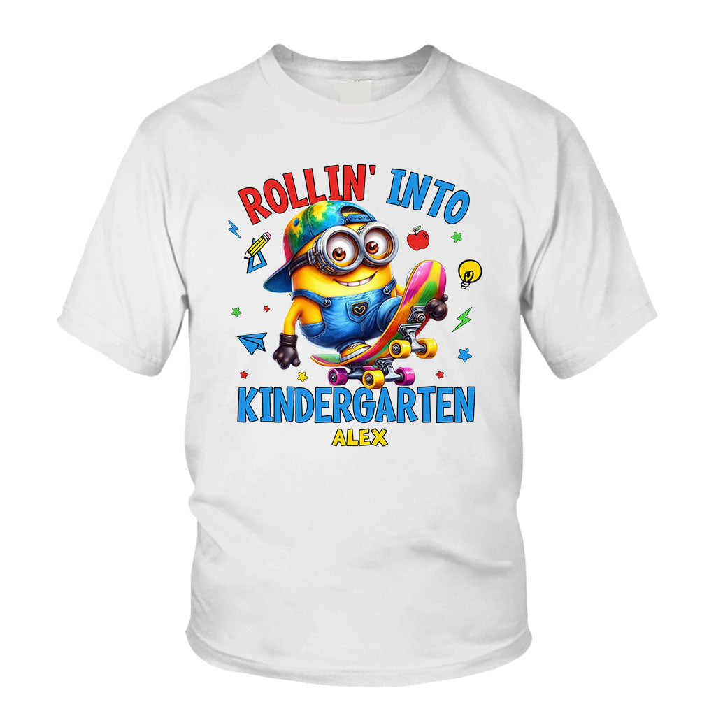 Personalized Kids T-Shirt Rollin Into Kindergarten Custom Name T-shirt & Hoodie GradoCreations