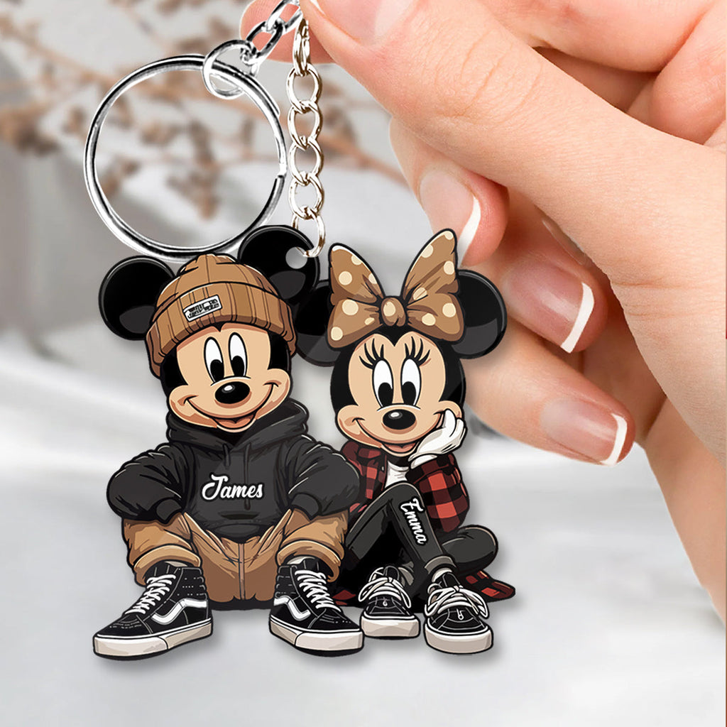 Personalized Chicano Mouse Keychain Custom Name Gift for Couple Keychain GradoCreations