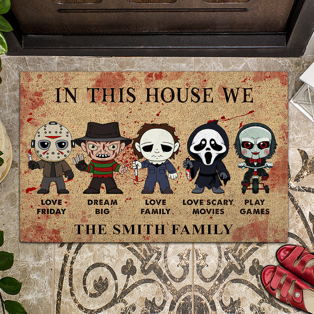 Personalized Scary Movies Doormat Custom Name Housewarming Gift Doormat GradoCreations