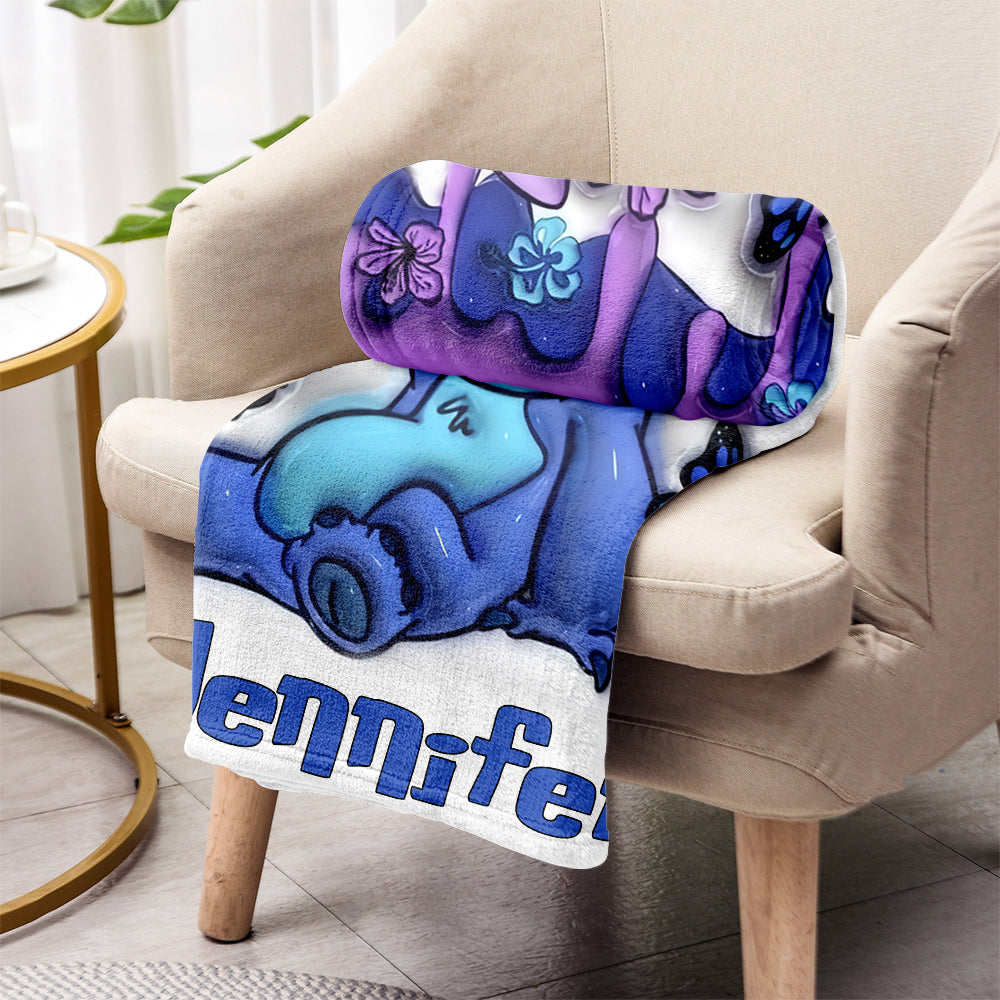 Personalized Purple Ohana Blanket Custom Name Gift for Kids Blanket GradoCreations