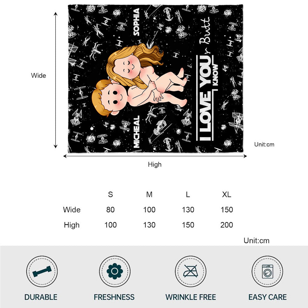 Personalized I Love Your Butt Blanket Custom Name Gift for Couples Blanket GradoCreations