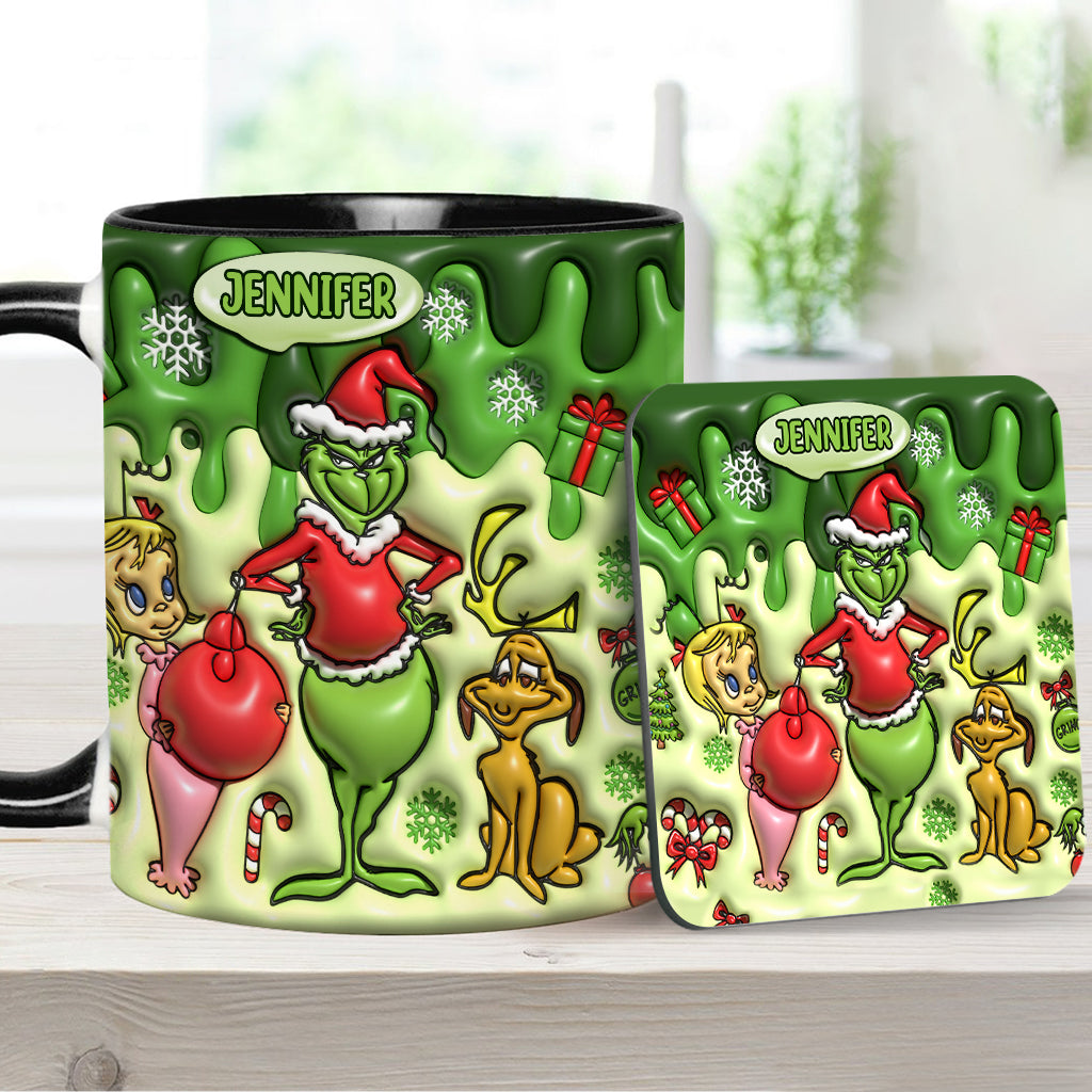 Personalized Grinch Accent Mug & Coaster Custom Name Gift Accent Mug GradoCreations