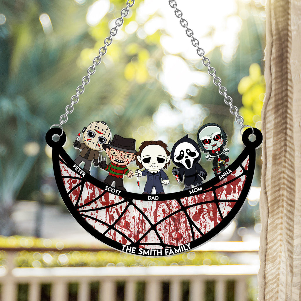 Personalized Scary Movies Suncatcher Ornament for Family Gift Window Hanging Suncatcher Ornament GradoCreations