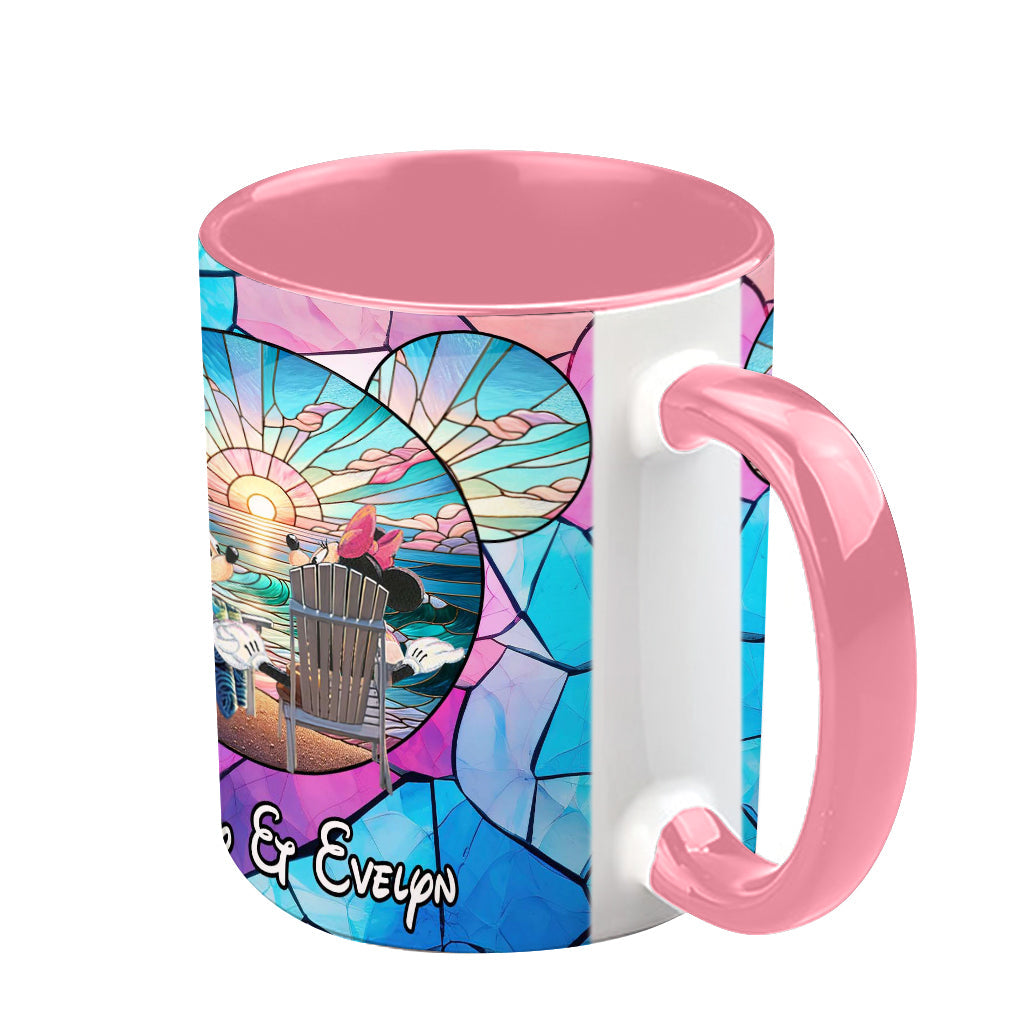 Personalized Ceramic Accent Mug with Sunset Design for Couples Accent Mug GradoCreations