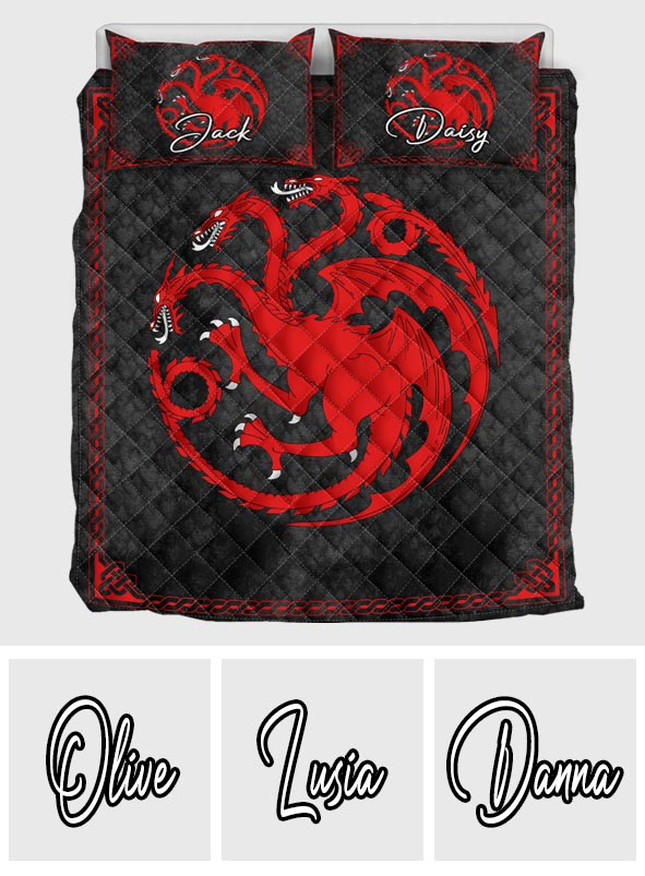 Personalized Dragons Game Quilt Set Custom Names Gift Idea Quilt Set GradoCreations