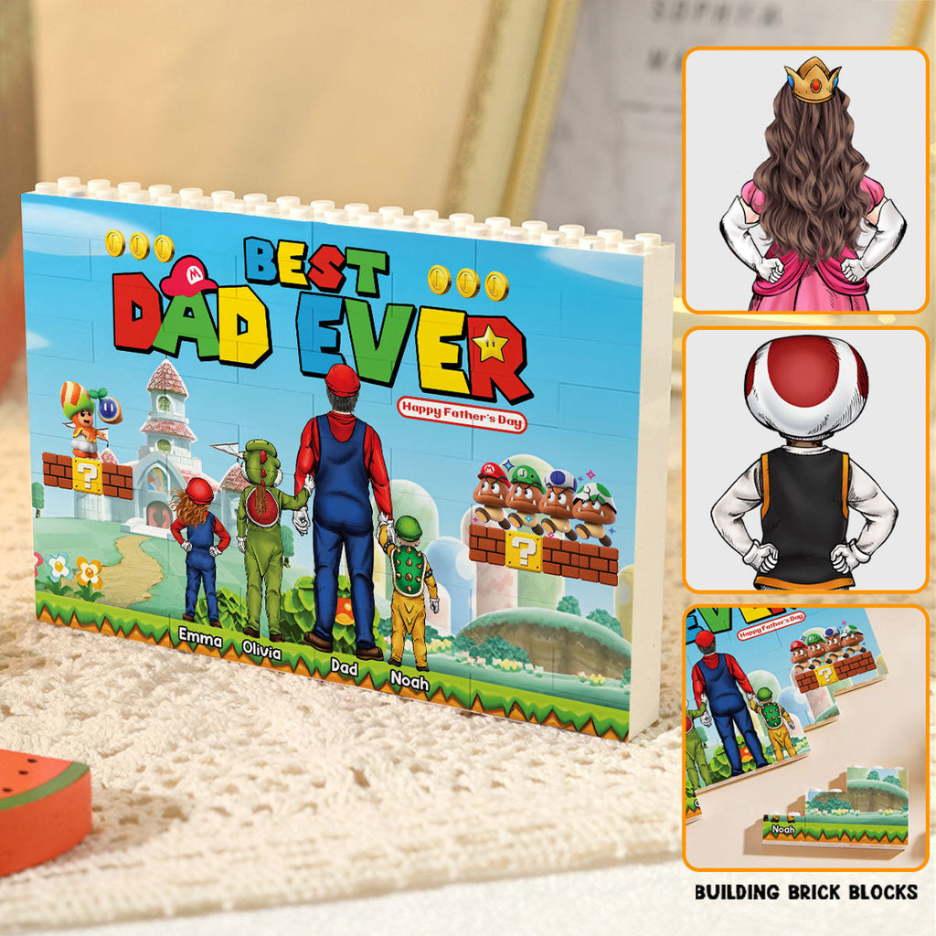 Personalized Best Dad Ever One-Sided Building Brick Block Gift One-sided Rectangle Building Brick Blocks GradoCreations