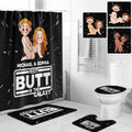 Personalized Bathroom Curtain & Mats Set Custom Name Gift for Couples Bathroom Curtain & Mats Set GradoCreations