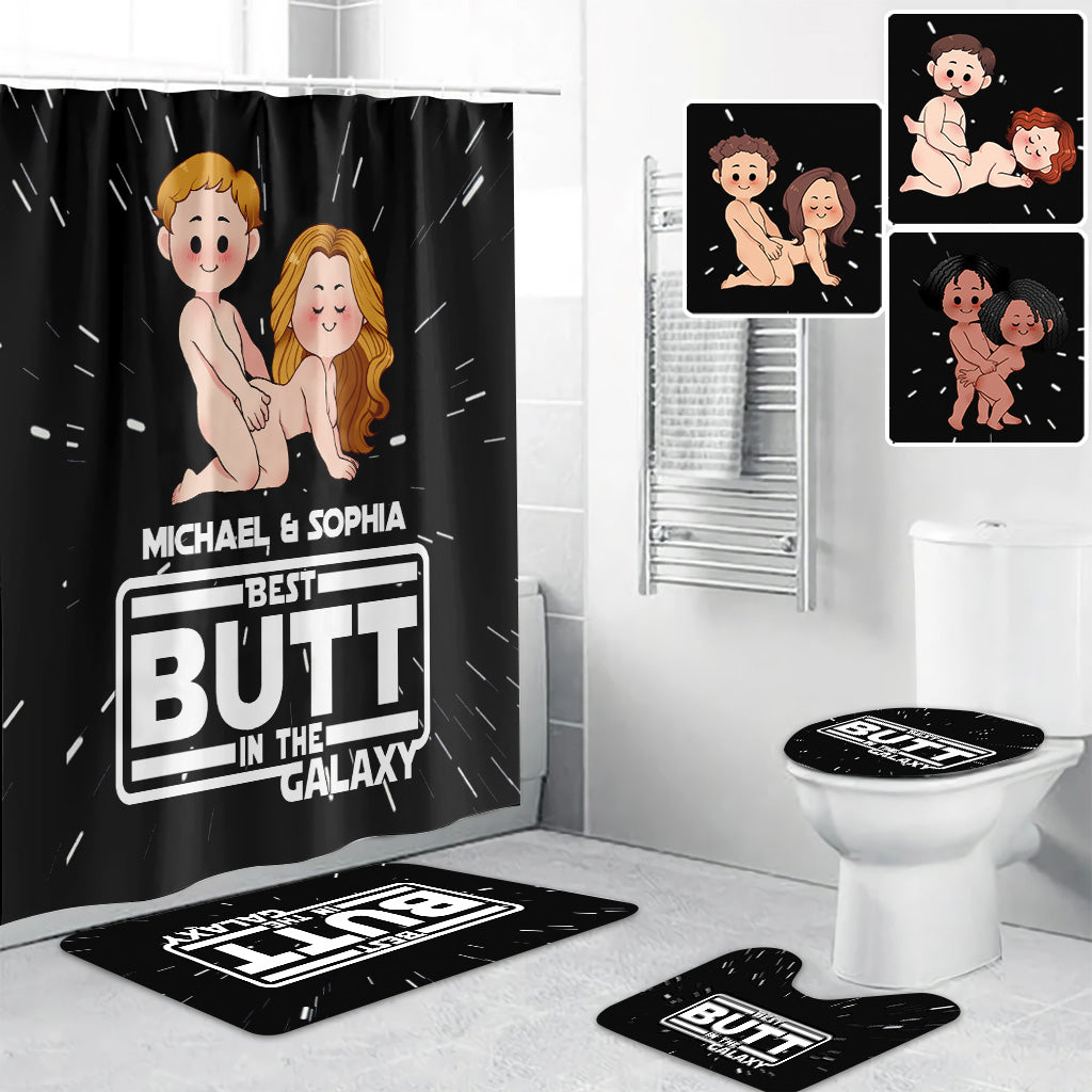 Personalized Bathroom Curtain & Mats Set Custom Name Gift for Couples Bathroom Curtain & Mats Set GradoCreations
