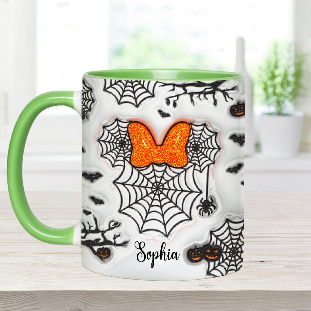 Personalized Halloween Accent Mug with Spider Webs & Name Accent Mug GradoCreations