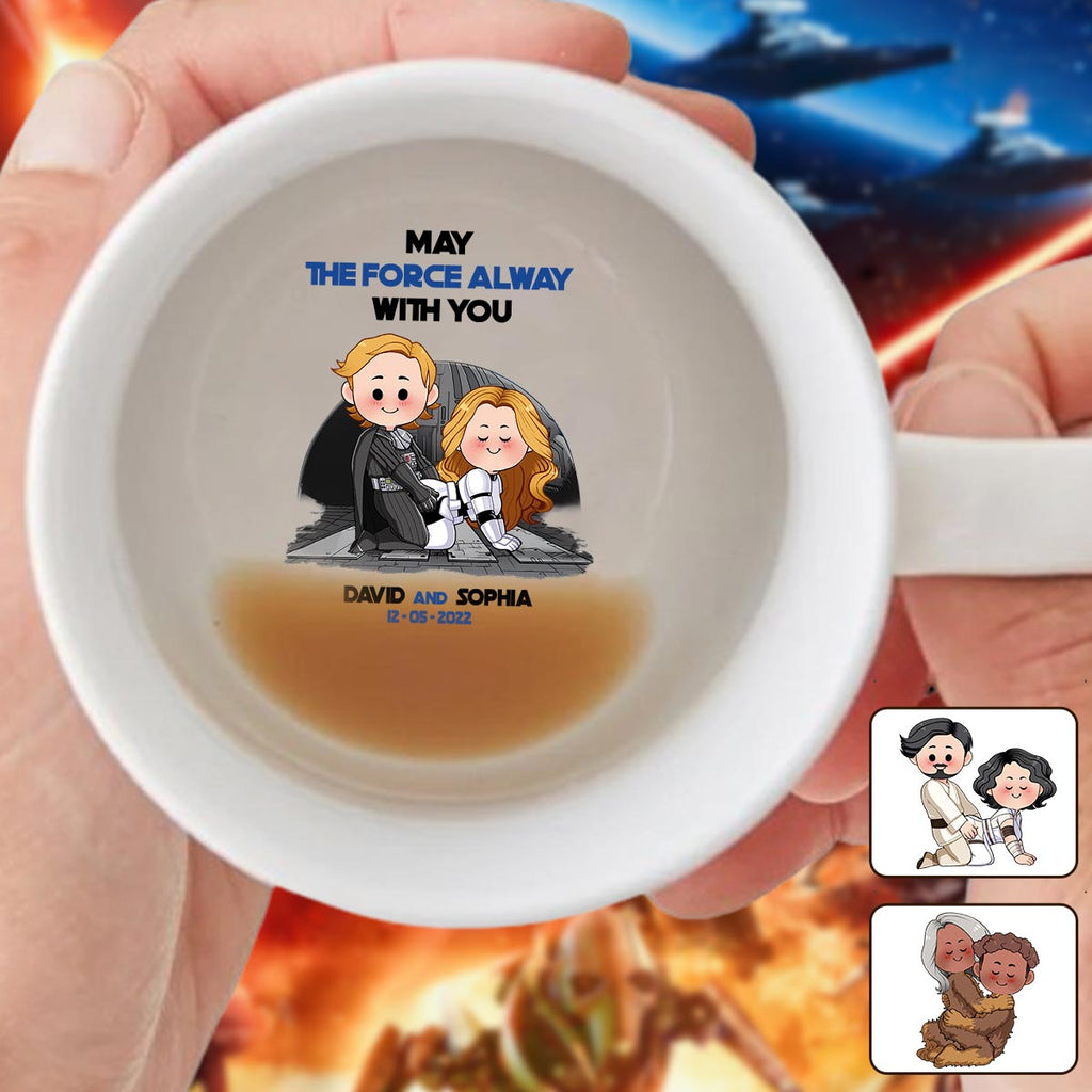 Personalized Hidden Message Coffee Mug with Custom Name - May The Force Be With You Gift Hidden Message Mug GradoCreations