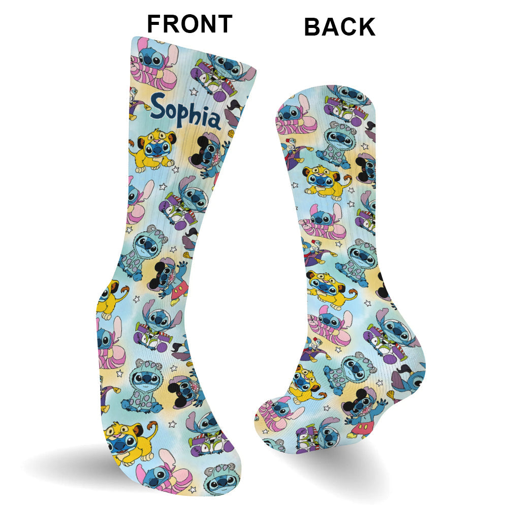 Personalized Cute Monsters Socks Custom Name Gift for Kids Socks GradoCreations