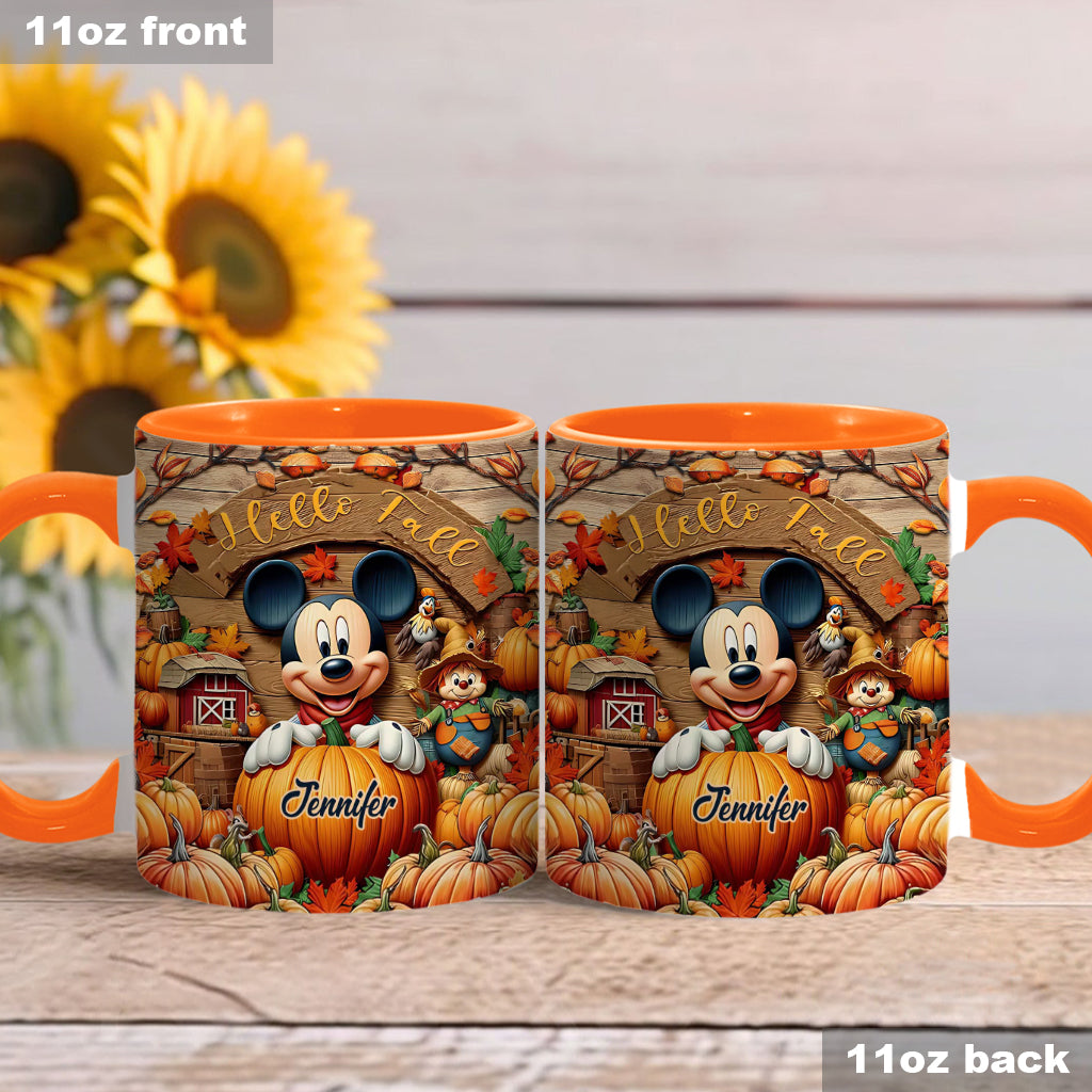 Personalized Hello Fall Accent Mug Custom Name Gift Idea Accent Mug GradoCreations