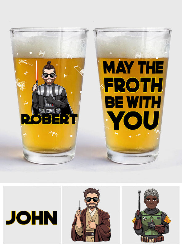 Personalized Beer Glass with Star Wars Theme Custom Name Gift for Dad Beer Glass GradoCreations